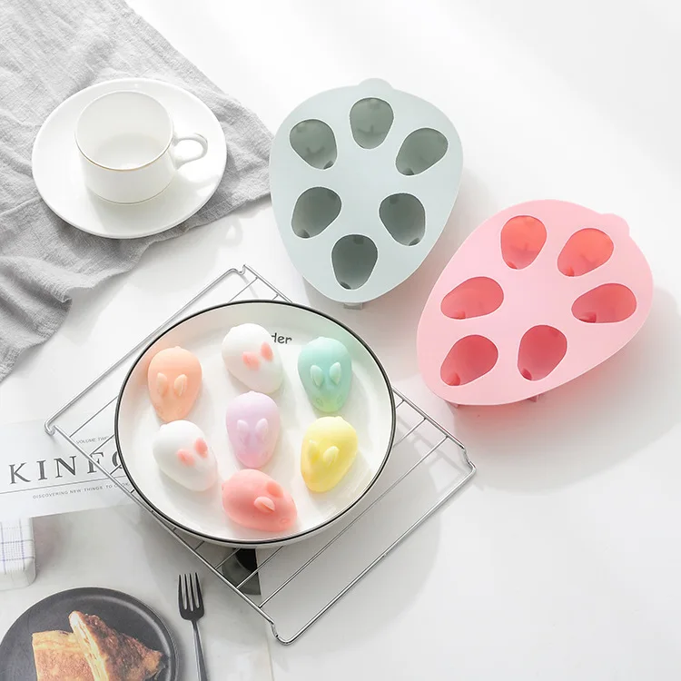 

6 grid bunny baking cake mold DIY fudge chocolate pudding mold cute rabbit 3D silicone mold cake decoration tool