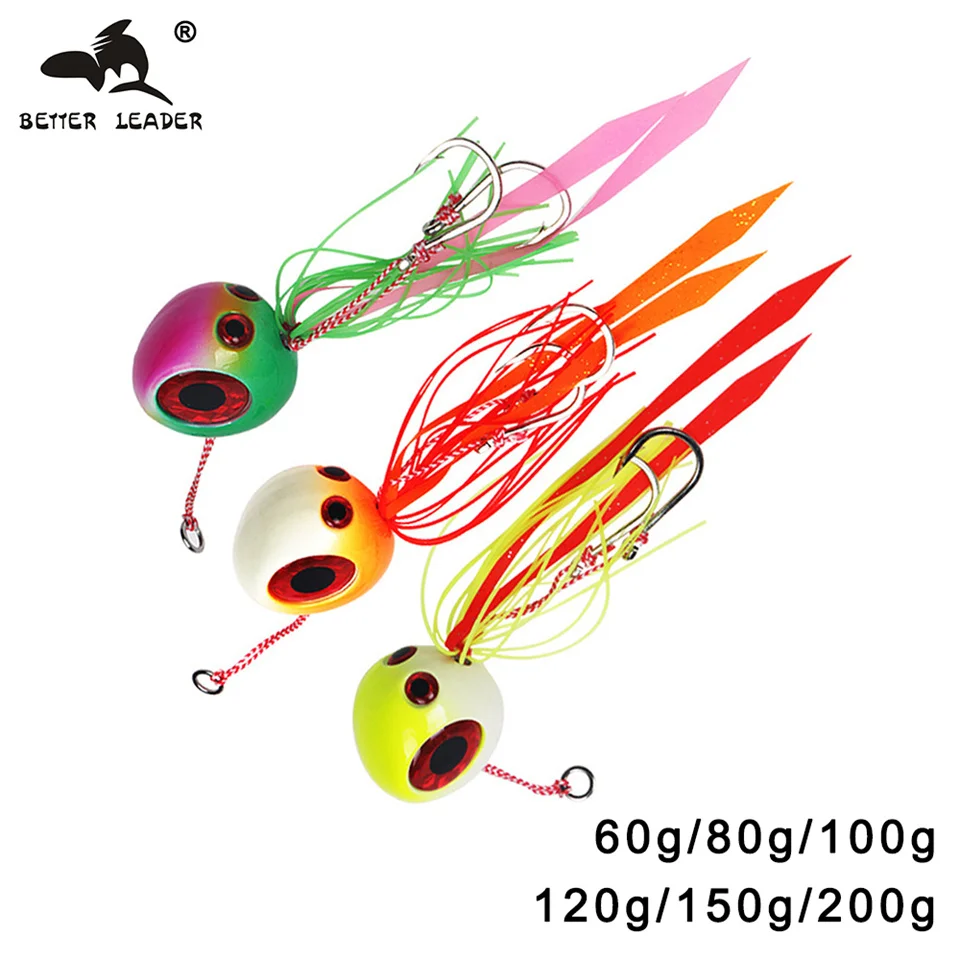

Better Leader Tenya Jig Head Fishing Lure Slow Jigging Lure Sea Boating Bait with Rubber Skirt Saltwater Luminous Fishing Bait
