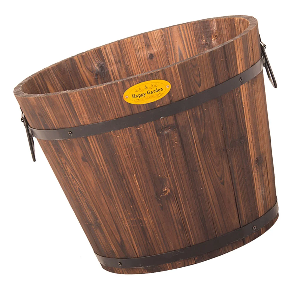 

Wooden Flower Bucket Household Pots Gardening Planting Large Indoor Planter