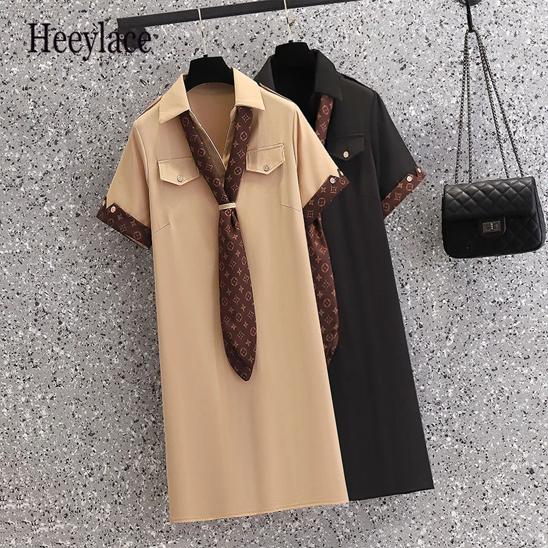 

Women Summer Short Sleeve Shirt Dresses 2022 Turn Down Collar Patchwork Midi Dresses For Women Summer Vintage Vestido De Fiesta