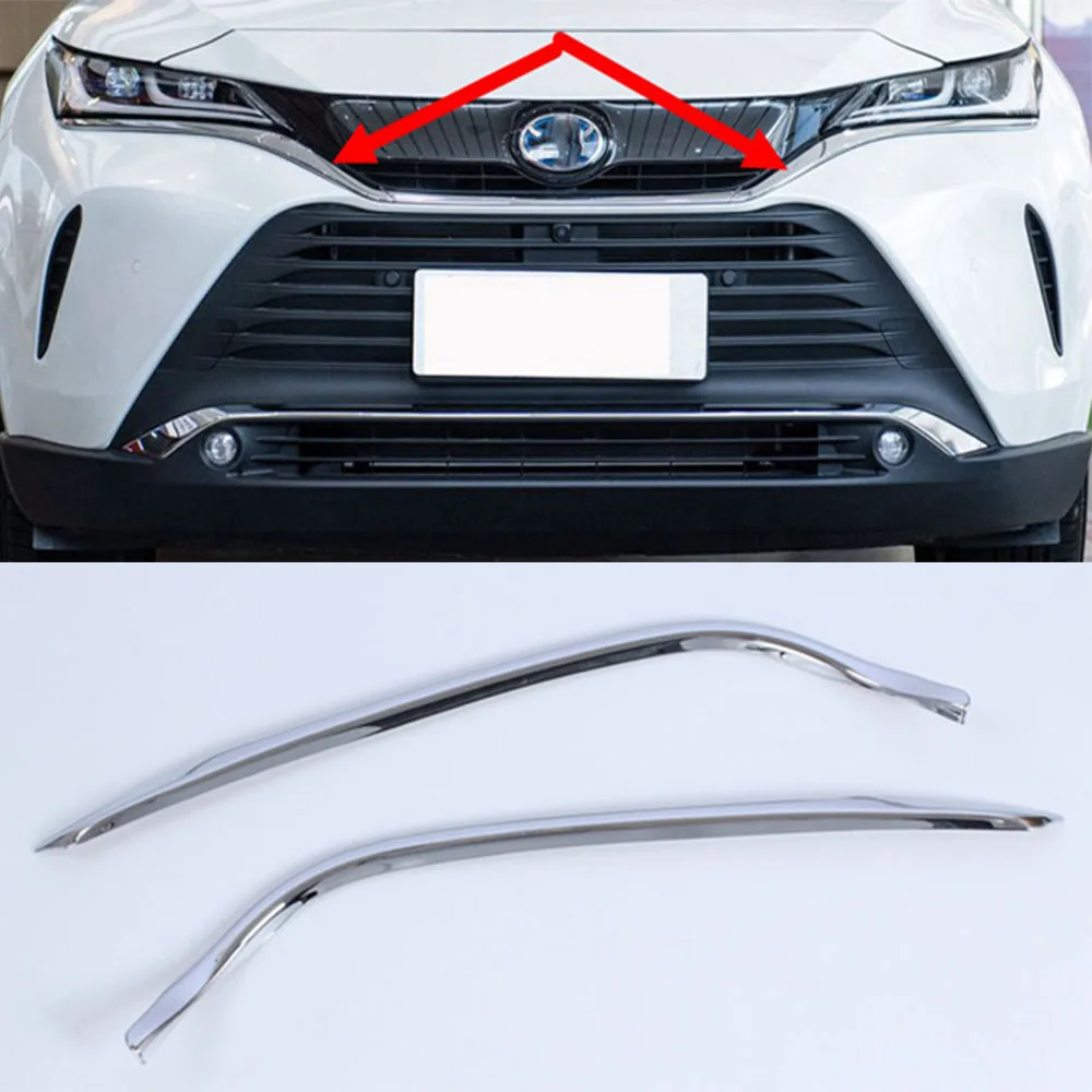 

For Toyota HARRIER 2020 2021 2022 Car Front Grill Grille Decoration Strips Trim Exterior Auto Styling Moldings 2pcs