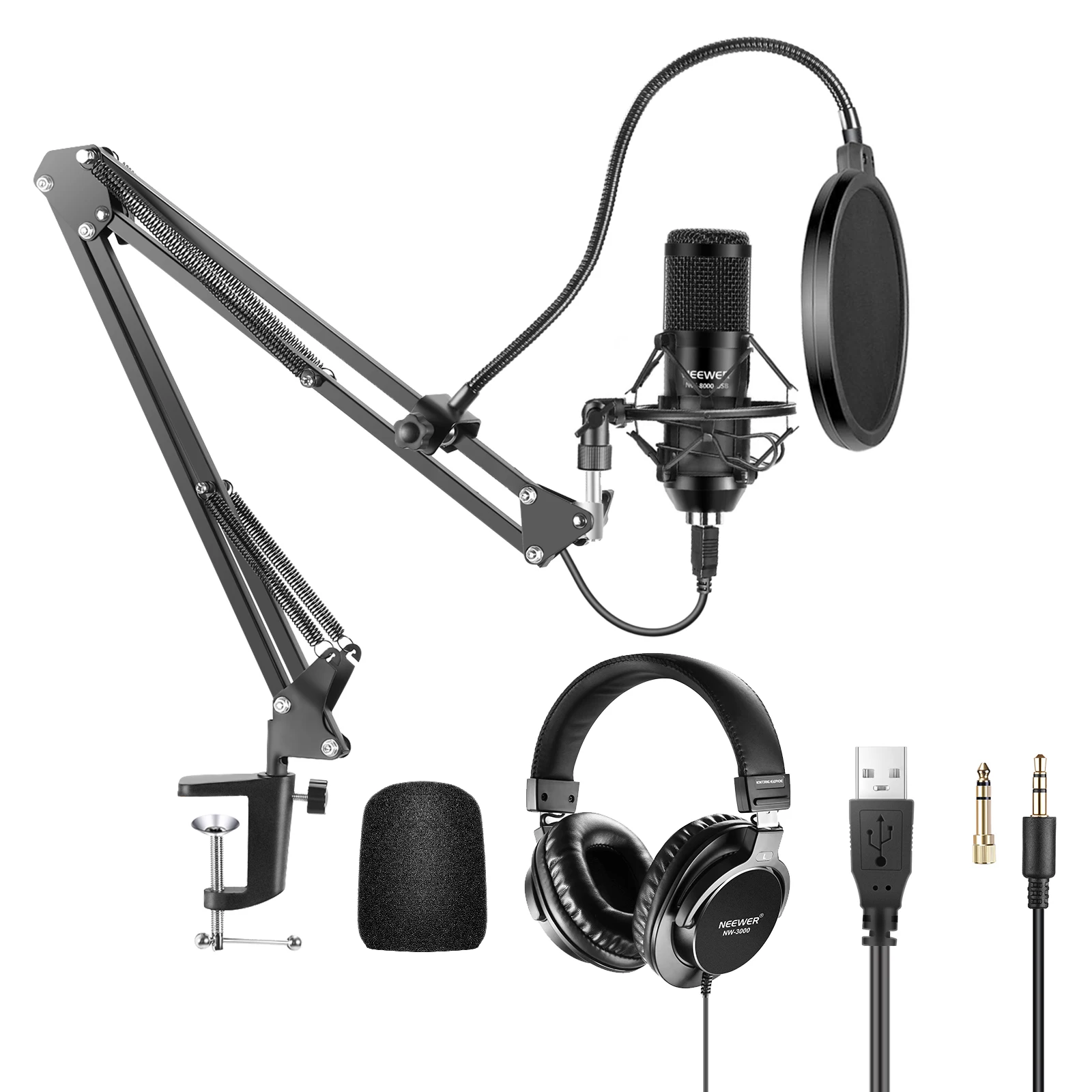 

Neewer NW-8000 USB Microphone Kit, 192kHz/24-Bit hypercardioid Condenser Mic with Pop Filter for Singing,Podcast, Live Streaming