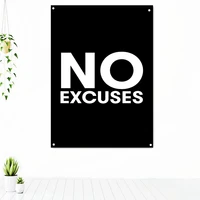 no excuses office decor wall art tapestry motivational phrases poster banners flag inspiring words artwork mural home decor