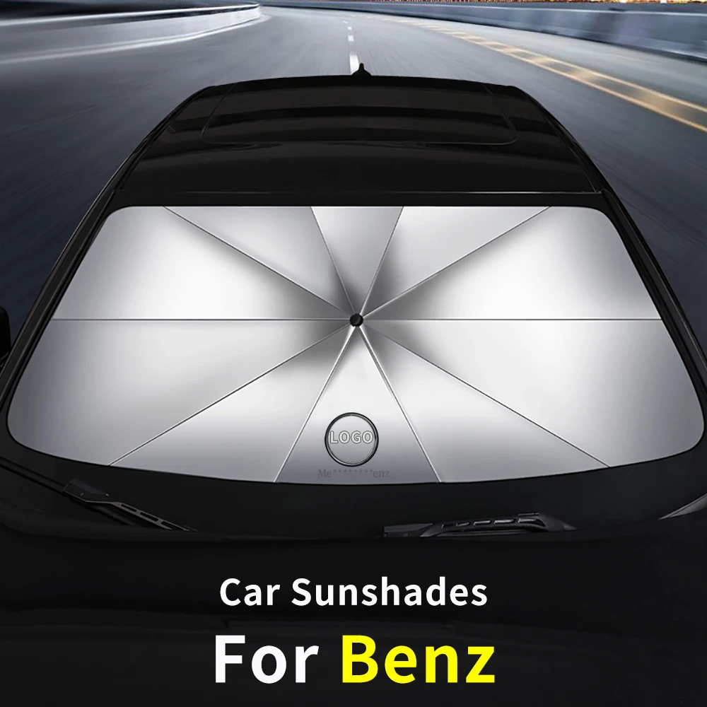 Car Logo Sun Shade Windshield Visor Foldable Umbrella For Mercedes Benz GLA/GLB/CLA/E/S-Class E300 E350 C300 Car Accessories