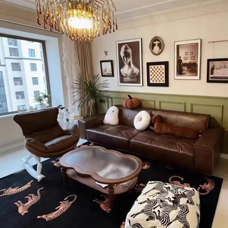 Современные кожаные диваны для гостиной в скандинавском стиле минималистичный