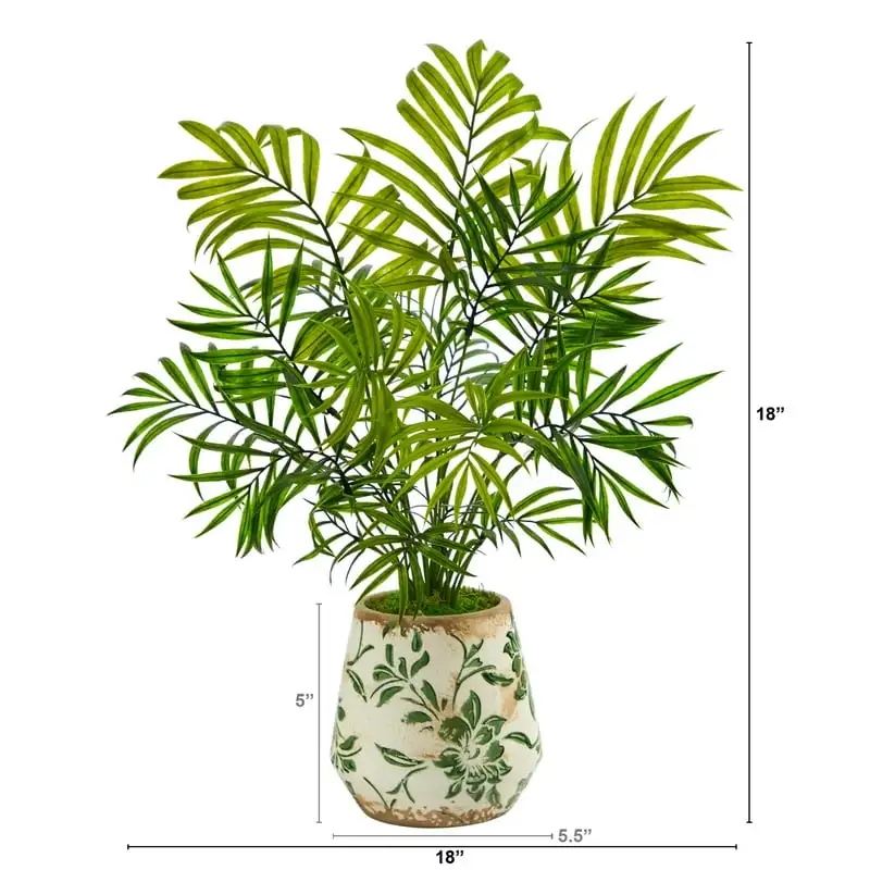 

Plastic/Polyester Mini Areca Artificial Plant in Floral Vase, Green