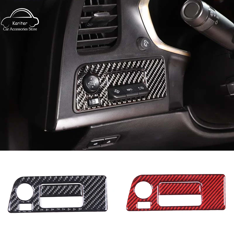 

Soft Carbon Fiber Headlight Switch Frame Decorative Sticker Interior Accessories For Chevrolet Corvette C7 2014-2019