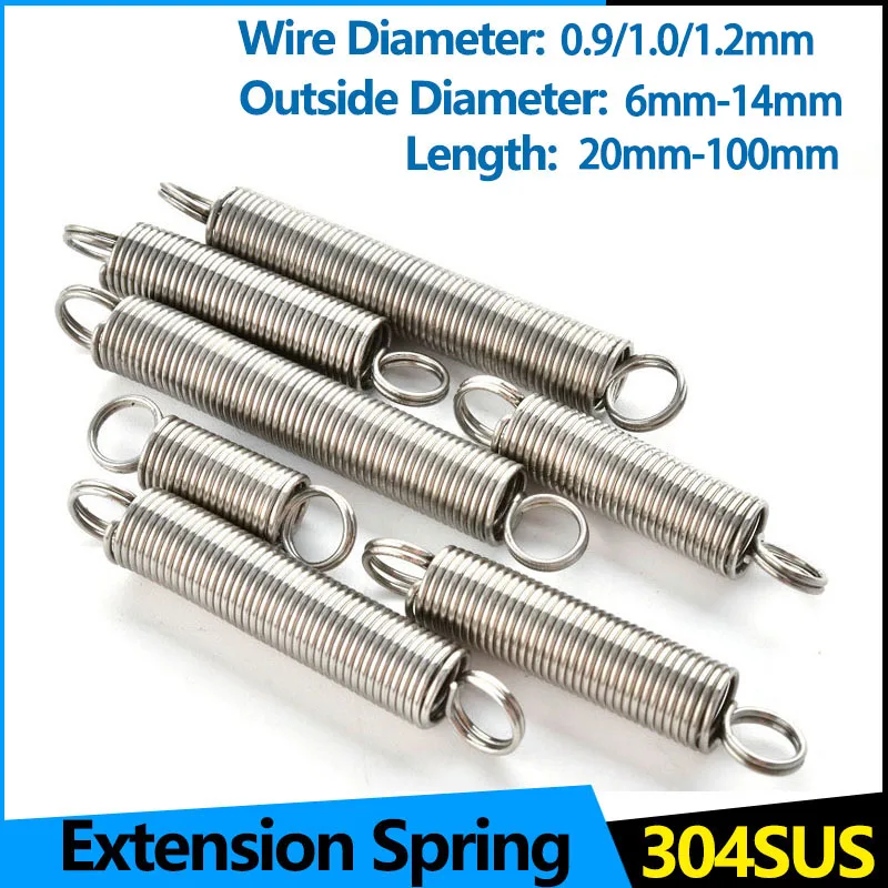 

304 Stainless Steel Pullback Extension Cylindroid Helical Coil Small Mini Draw Tension Spring WD 0.9mm 1.0mm 1.2mm