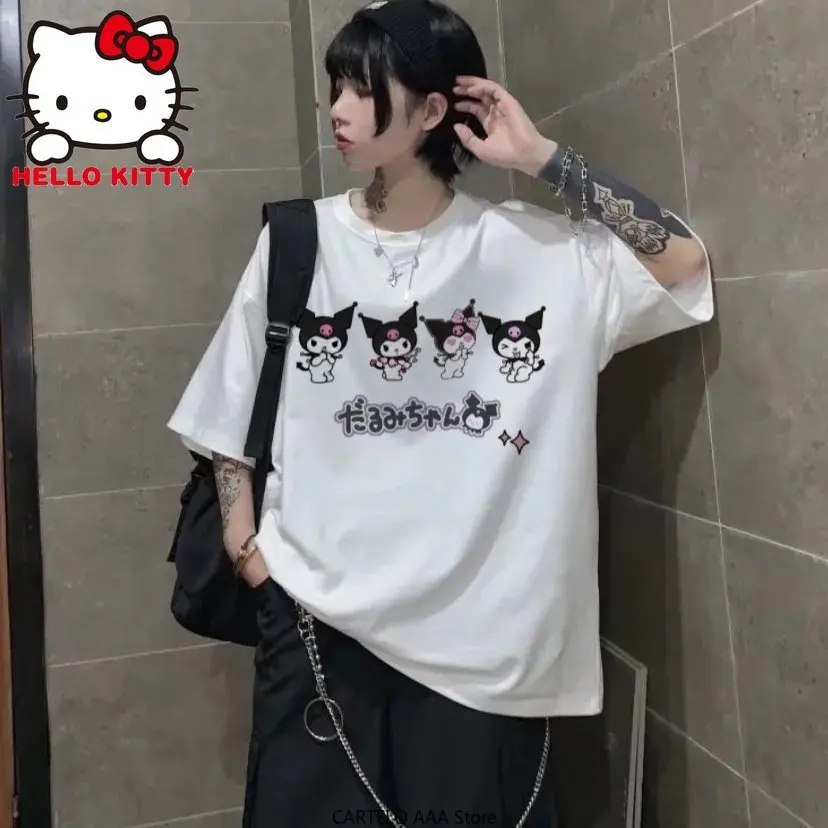 

Женская хлопковая футболка с коротким рукавом и принтом Hello Kitty