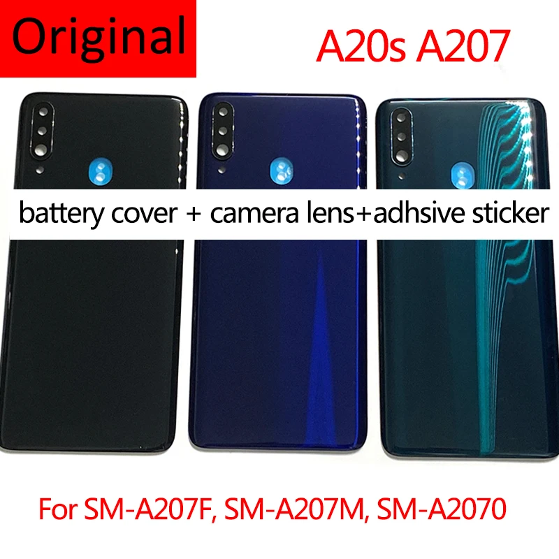 Оригинальный чехол для SAMSUNG Galaxy A20s, A207, A207F, A207M, задняя крышка корпуса, объектив камеры, наклейка, запасные части