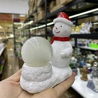 cs77 lovely winter christmas hat snowman statue resin crafts ornament crystal ball base home accessories christmas decoration