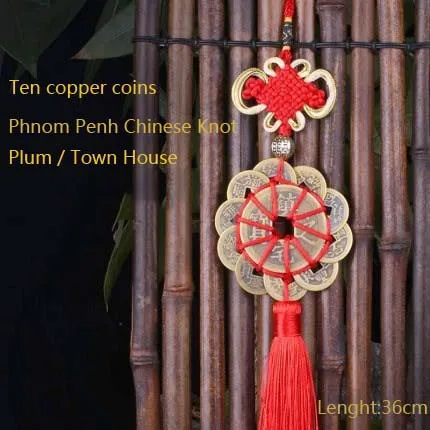 Медный кулон с пятью императорами и деньгами, китайский узел, символ мира, китайская древняя подвеска в виде монеты, автомобильный кулон с кисточкой, украшение для дома