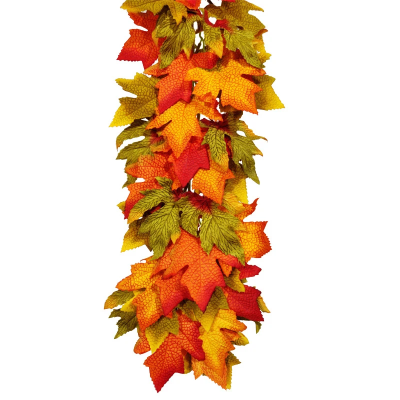 

Artificial Autumn Foliage Garland , Autumn Hanging Fall Leave Vines Artificial Silk Mantel Garland ,for Home Wedding Party Decor