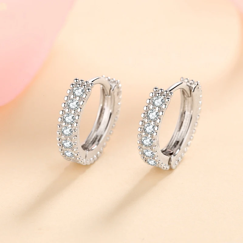 

D Color 0.14 Carat Moissanite Hoop Women's Imitation Diamond Earrings S925 Silver Wedding Birthday Valentine's Day Gift