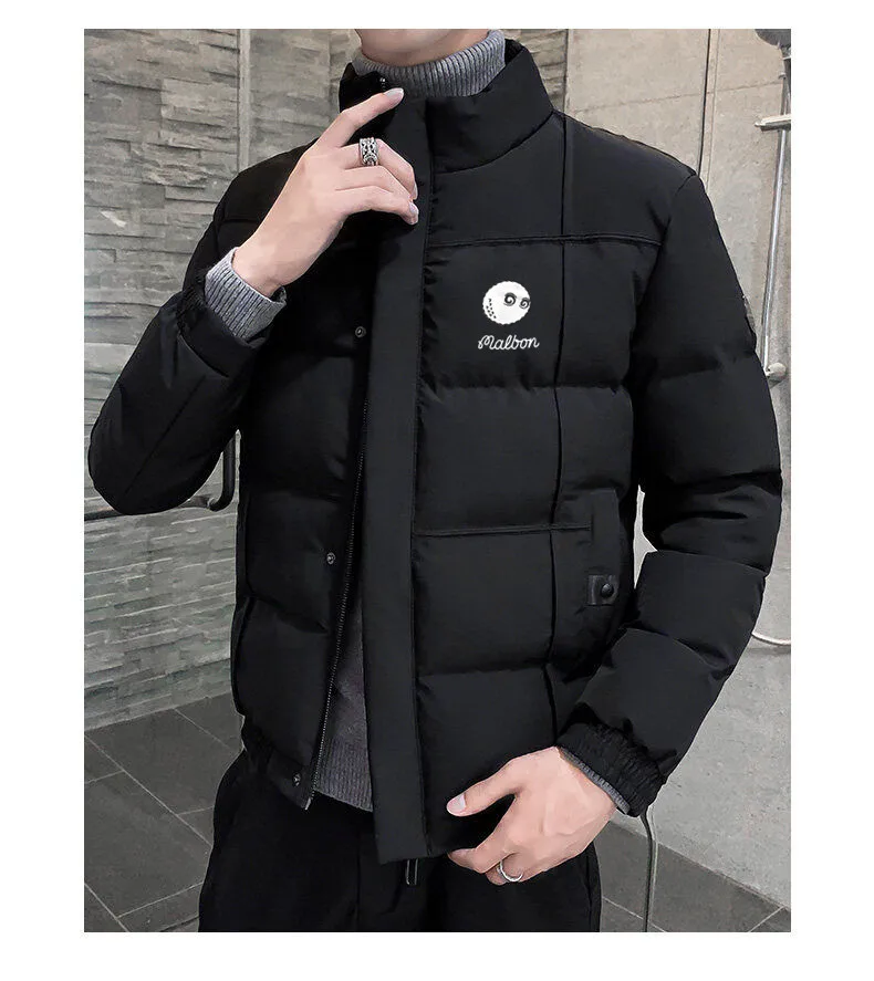 Autumn Winter Men Golf Jackets Windbreak Coat Horse Stand Collar Men Golf Wear Down Cotton Keep Warm Malbon Golf Clothing Men
