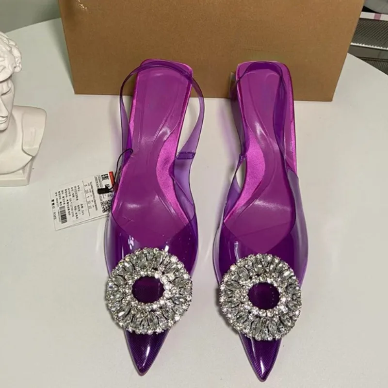 Сандалии на высоком каблуке для женщин роскошные круглые Модные прозрачные