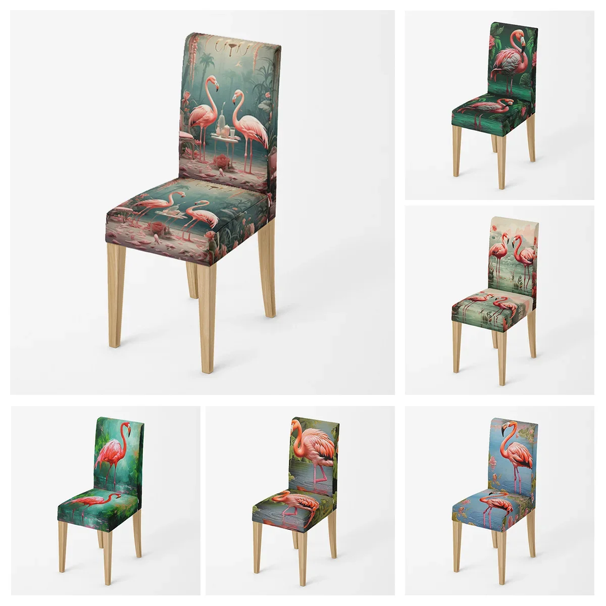 Домашние чехлы на стулья кухонные регулируемые столовые эластичные тканевые