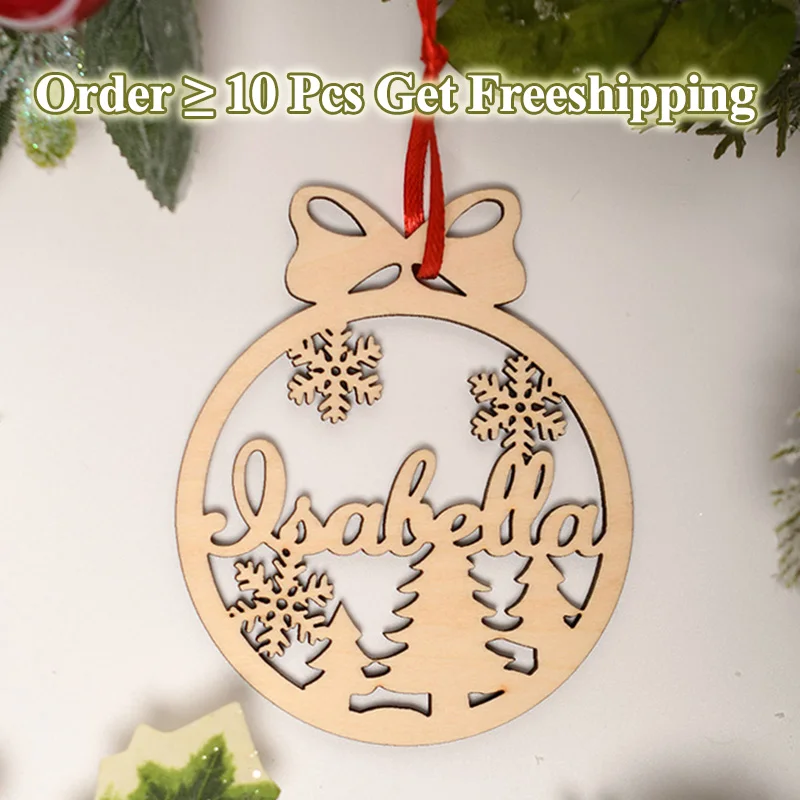 Custom Wood Christmas Snowflakes Baubles Personalized Ornament Laser Cut Names Xmas Custom Gift Tags