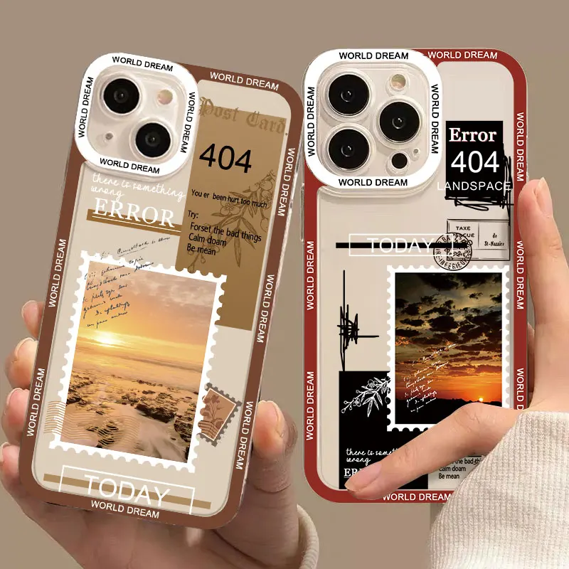 

Phone Case For iPhone X XR XS 14 13 12 11 Pro Max 7 8 14 Plus SE2 Fashion Stamp Landscape Camera Protection Soft TPU Clear Shell