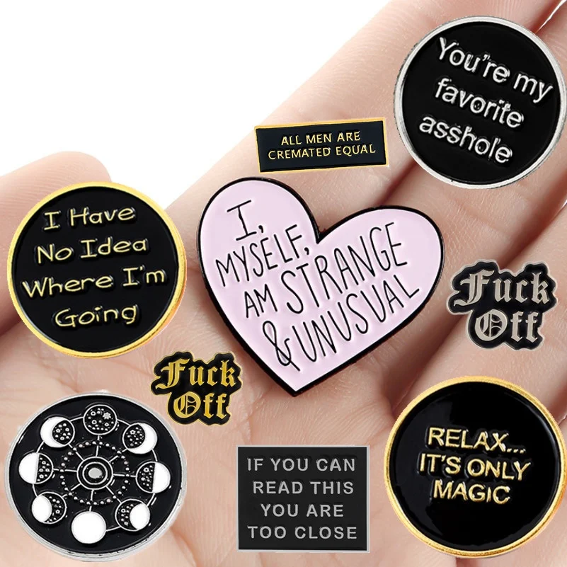 

Fashion Cartoon Badges Funny Phrases Enamel Pin Lapel Sense Of Security Brooch Creative Jewelry Gift Inspirational Quotes