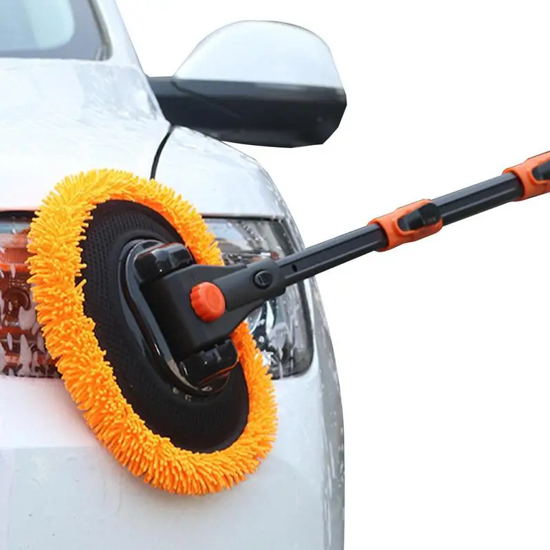

Car Cleaning Brush Detailing Adjustable Car Wash Brush Telescoping Long Handle Cleaning Mop Chenille Broom Auto Accessories