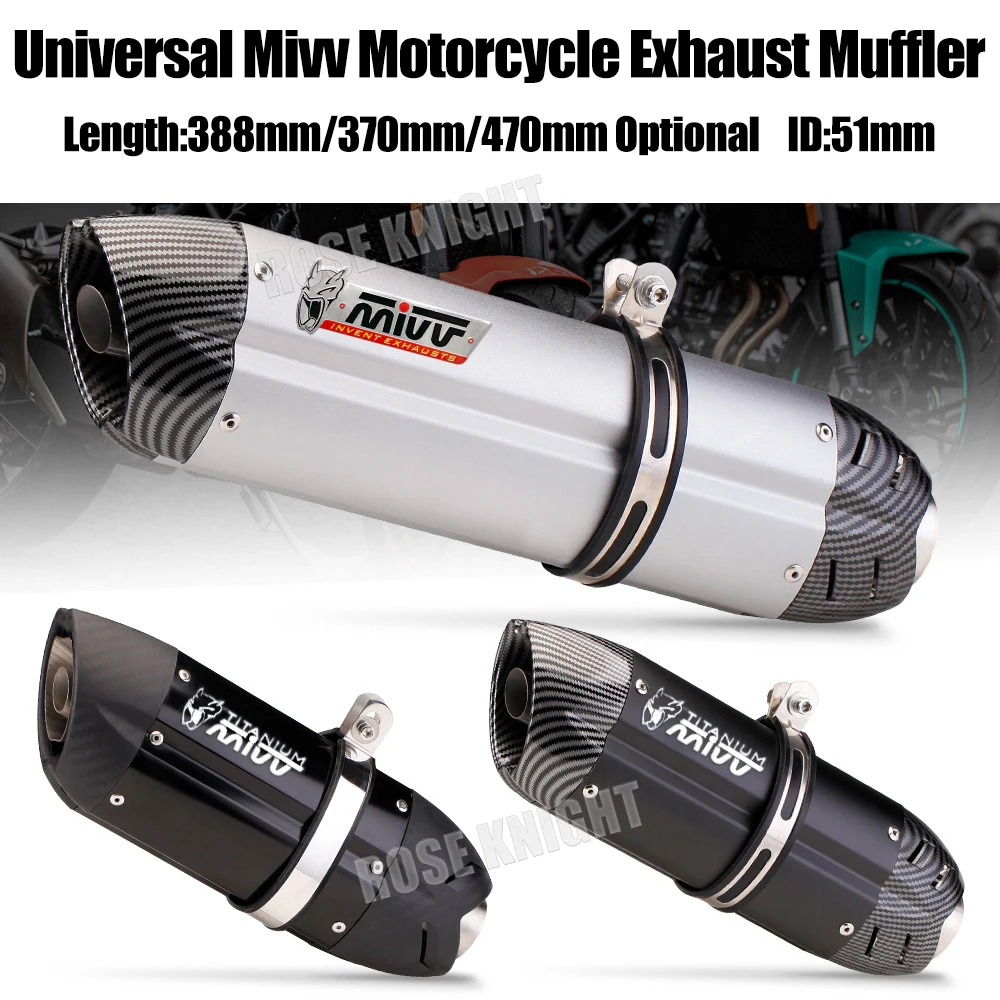 Универсальный мотоциклетный выхлопной глушитель Mivv 51 мм Глушитель для Kawasaki Yamaha