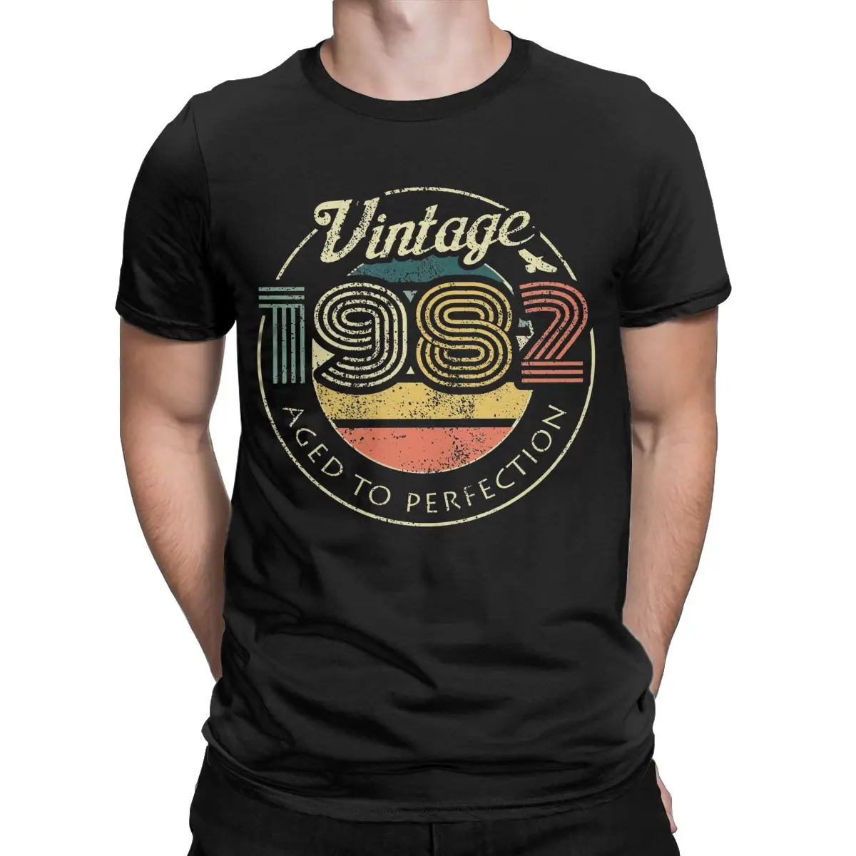 Men Women T-Shirts 1982 Aged To Perfection Birthday Humor Pure Cotton Tees Short Sleeve T Shirts Crewneck Tops Summer