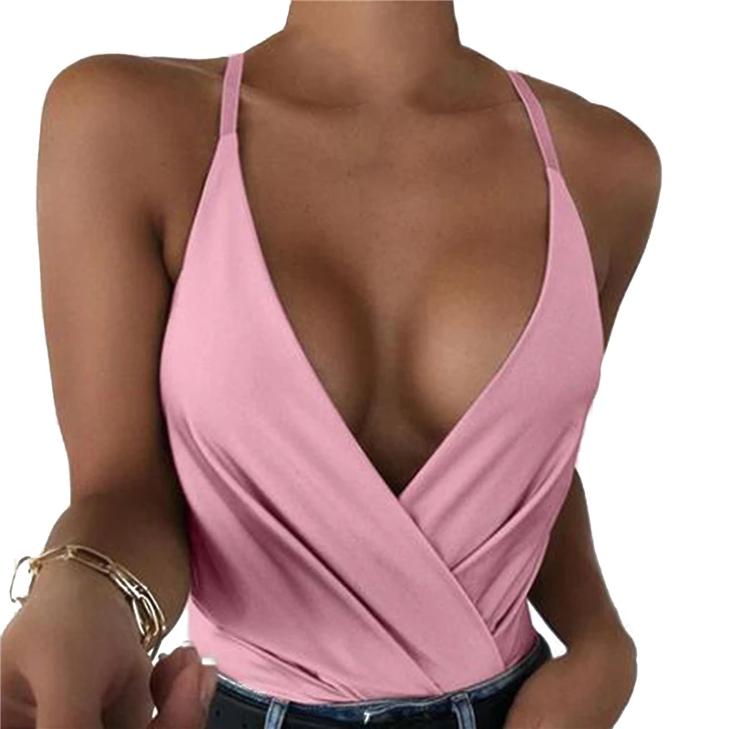 

Women Solid Color Sling Tops Hollow Out Criss-Cross Sleeveless Mature Vests Deep V-Neck Sexy Simple Tank Vest Summer