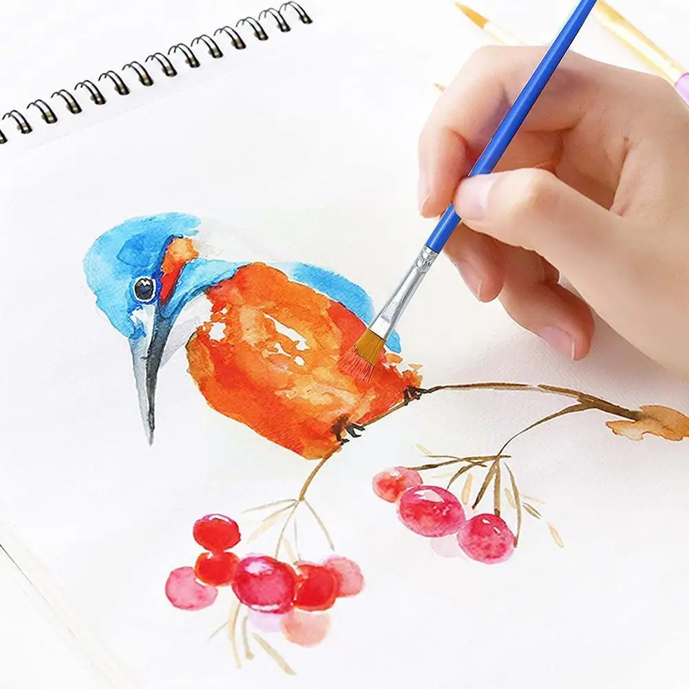 

2pcs 0.6cm Flat Paint Brushes Small Brush Volume For Painting Detail Essential Props For Painting Art E8q8