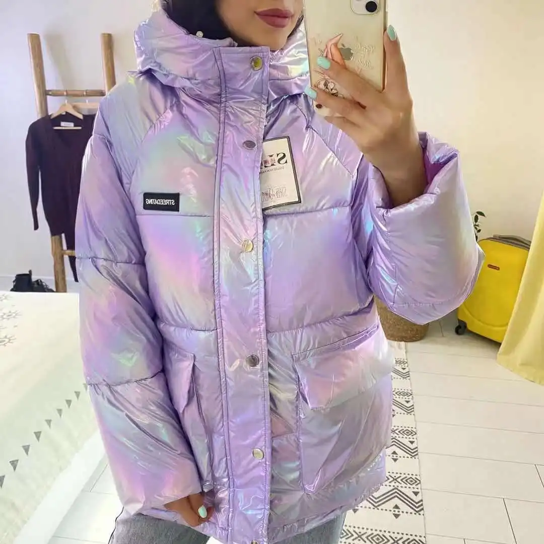 Bright-faced Cotton Clothing Women Winter 2023 New Cotton Women Loose Plus Thick Down Cotton Clothing