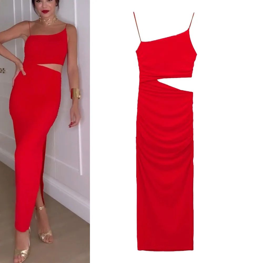 

Новый стиль Женская одежда темпераментное модное сексуальное тонкое платье с подкладкой Ruili с Боковым Разрезом Плиссированное асимметричное платье