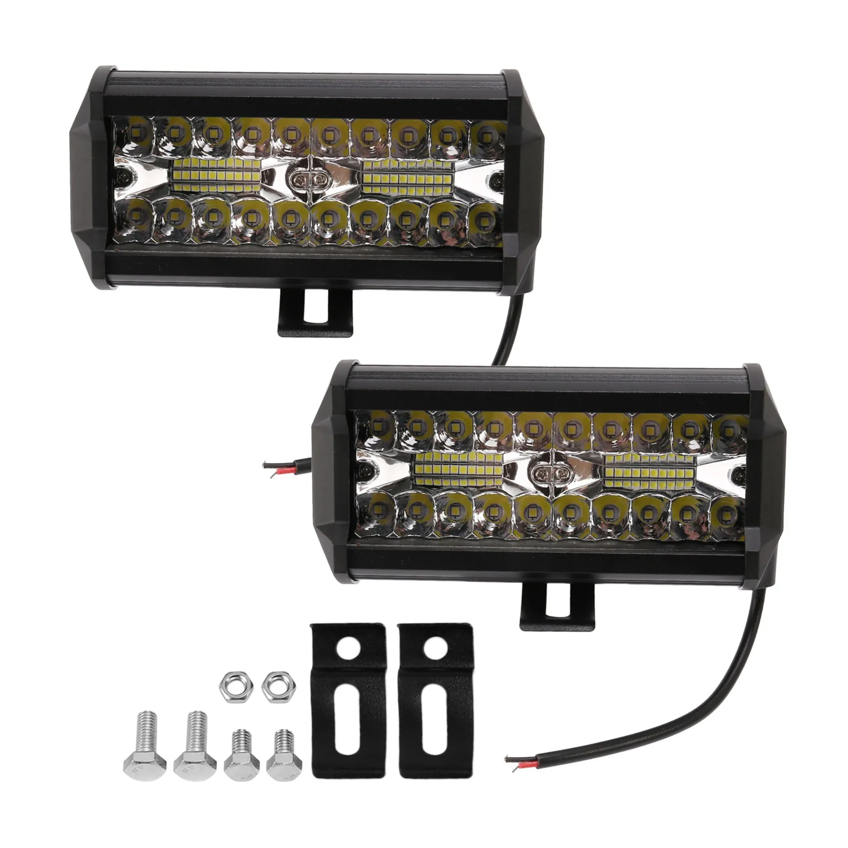 2X 7Inch 800W LED Work Light Bar Flood Spot Combo Offroad SUV Fog Lamp Driving Truck Outdoors