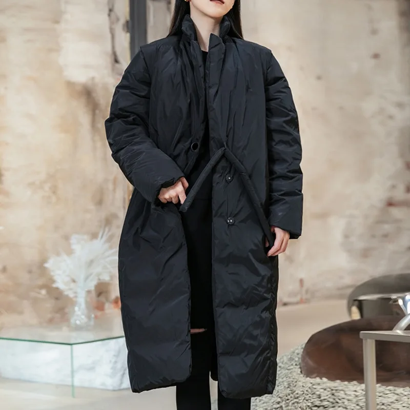 

XUXI 2021 зимняя индивидуальная хлопковая одежда, женский длинный модный кардиган, утепленный теплый пальто выше колена E4624