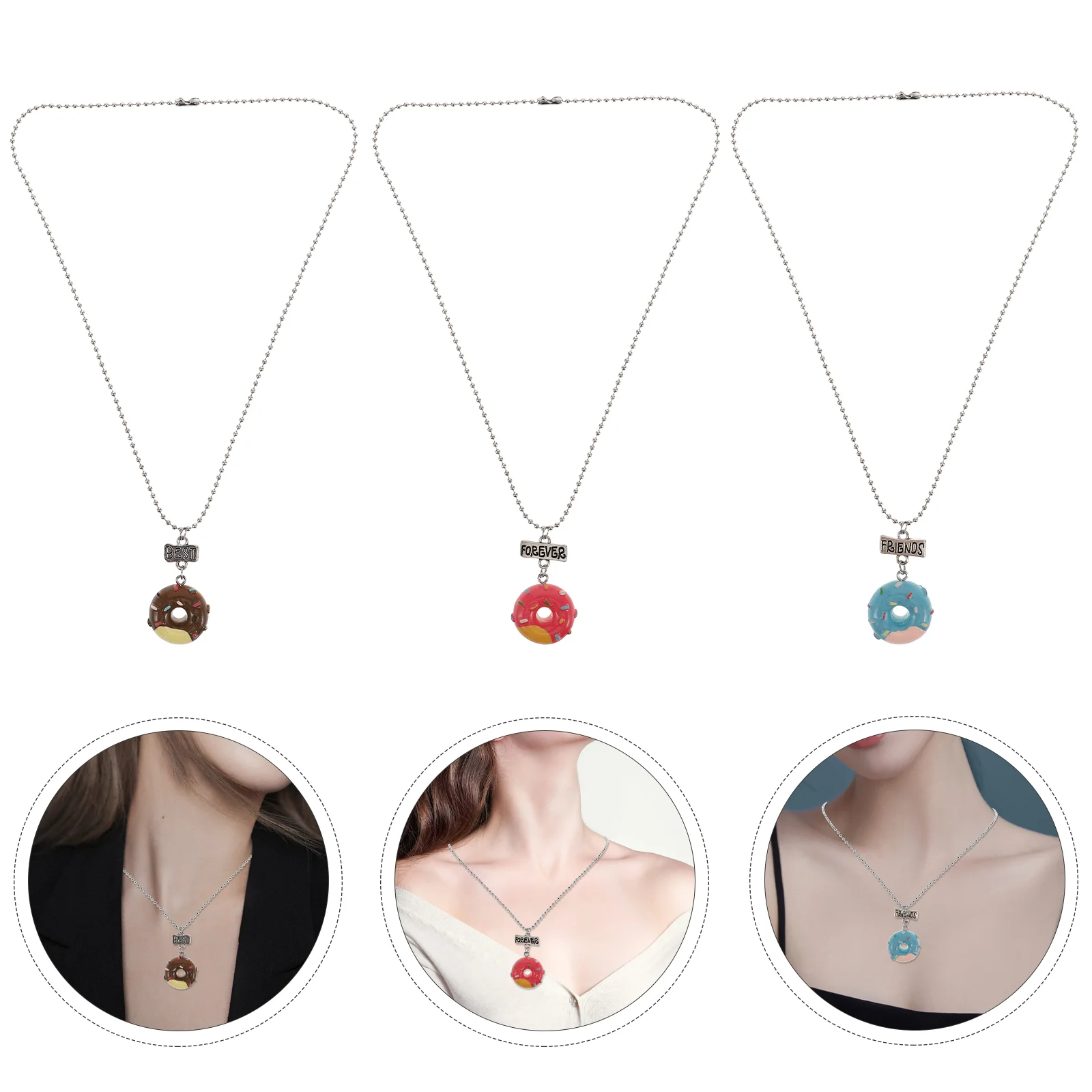 Children Pendant Necklace Alloy Necklaces Kid Dunkin Donuts Little Girl Jewelry