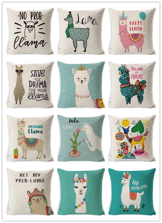 

Party Llama Cute Body Pillow Anime Pink Llama Alpaca Animal Cartoon Pillowcase Party Sofa Car Decor 45X45 50X50 Pillow Case