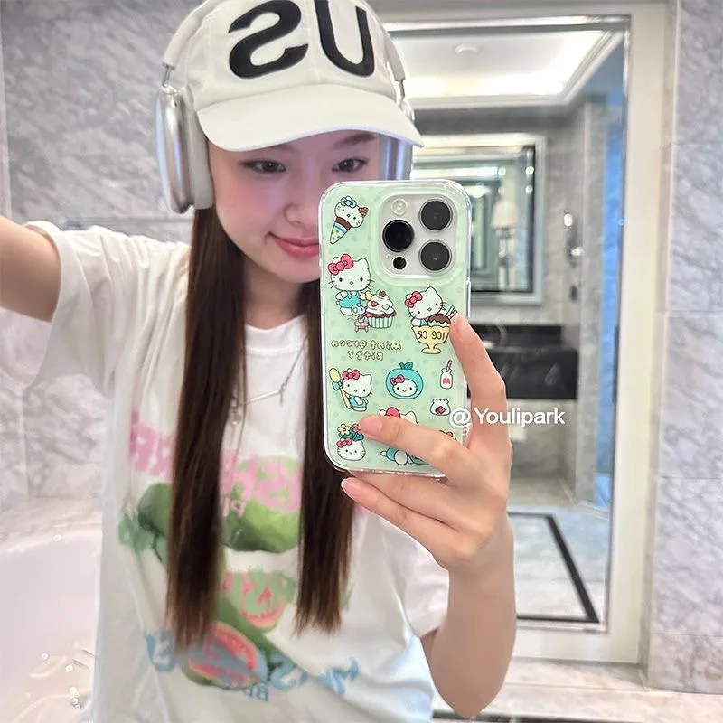 Ins Мороженое Hello Kittys прозрачное пространство для Vivo Y03 Y16 Y17 Y17S Y19 Y21 Y28 Y36 Y52S Y55S Y73S Y75 Y78