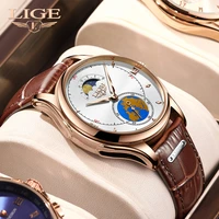 lige fashion watch mens watches top brand luxury clock montre homme chronograph sun moon star quartz watch men relogio masculino
