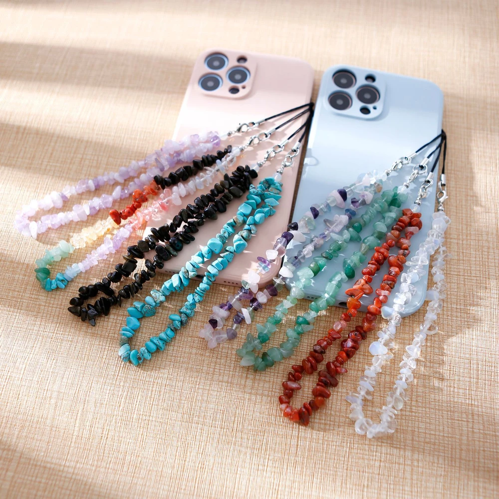 

Gravel Mobile Phone Chain Women Girls Anti-Lost Fashion Jewelry Beaded Cellphone Metal Strap Lanyard Hanging Creative Gifts