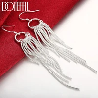 doteffil 925 sterling silver multi line tassel drop earrings charm women jewelry fashion wedding engagement party gift