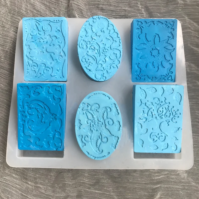 

6 Cavity With Floral Silicone Soap Mold Chocolate Truffles Brownie Pudding Soap Making Tools Cake Daily Necessities Resin Molds