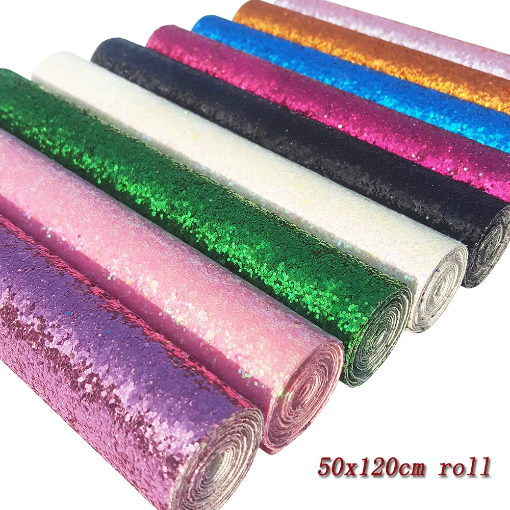 QIBU 50x120cm Glitter Synthetic Leather Roll Shiny Golden Red Black Fabric DIY Hairbow Accessories Handmade Clothes Bag Material