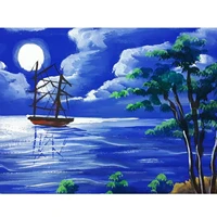 5d diy diamond painting moon night and boat and tree full drill by number kits craft decor by skryuie diy craft arts