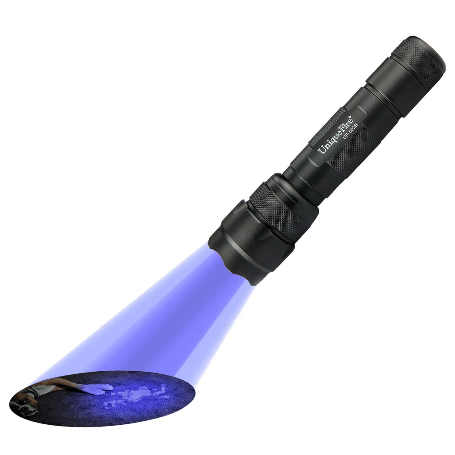 

UniqueFire 502B UV 365nm Ultraviolet LED Flashlight Mini Blacklight Rechargeable Lamp Torch for Pets Urine And Stains Detector