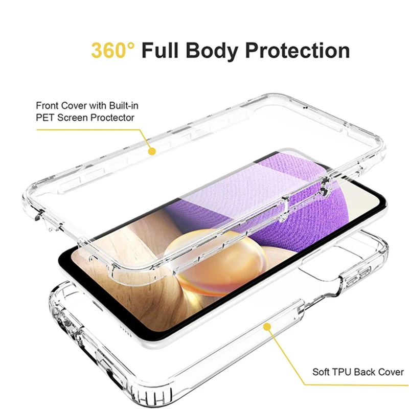 Чехол для Samsung Galaxy A12/A32/A22/A52/A53/A73/A52s/A33/S21/S22 двухсторонний силиконовый прозрачный