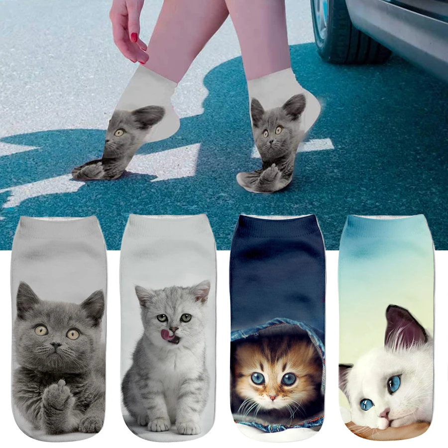3D сумасшедшие Забавные милые короткие носки с животными для женщин и девушек