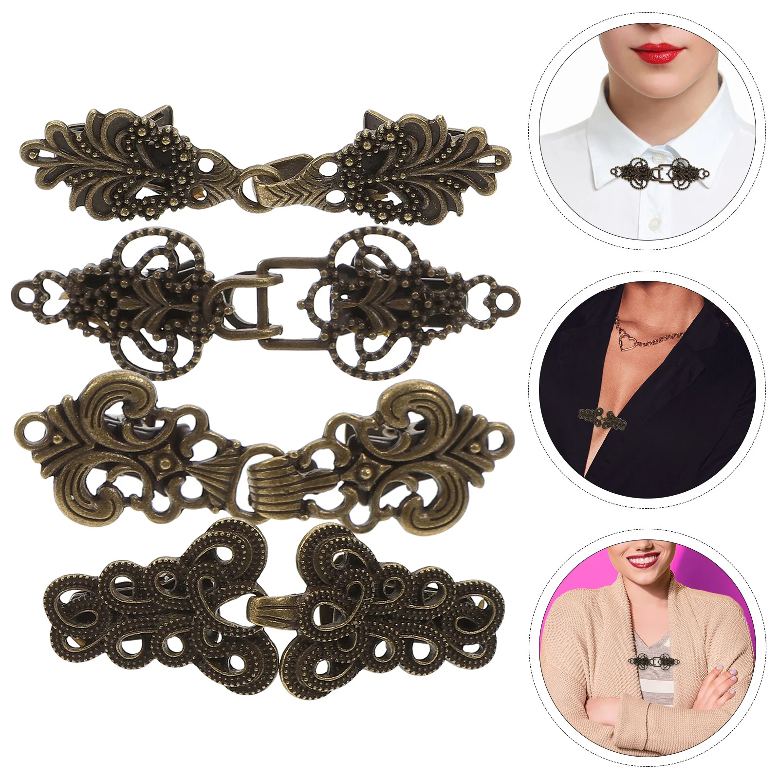

4 Piece Set Wedding Brooch Dress Suit Collar Pin Coat Blouse Lapel Vintage Woman Sweater Shirts