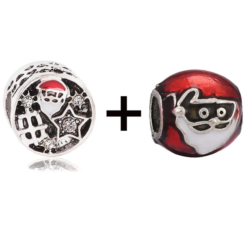 2 шт./лот очаровательные бусины с красными сани Санта-Клауса подходят для