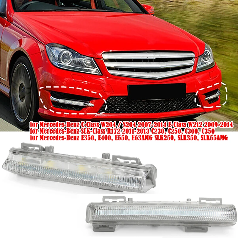 

Car Front Bumper White LED Fog Light DRL Daytime Running Light for Mercedes-Benz W204 W212 09-14 C230 C350 E350 E550 SLK250