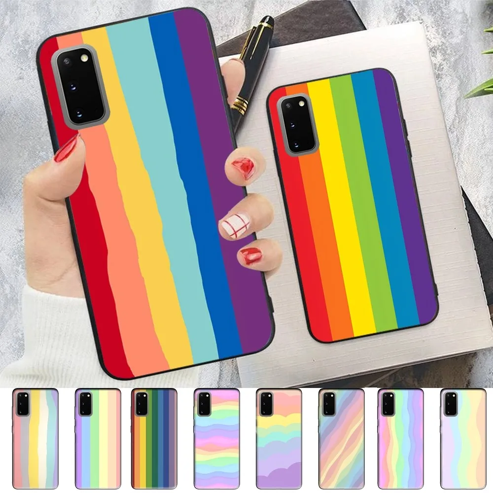 

Colorful Rainbow Phone Case For Samsung S 9 10 20 21 22 23 30 23plus lite Ultra FE S10lite Fundas