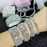 fashion crystal rhinestone elastic bracelet gold silver bracelet bracelet bling wristband ladies wedding bridal jewelry